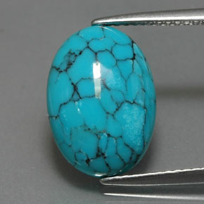 3.96 ct Blue Turquoise Gemstone, Turquoise Gem in Oval Cabochon Shape for Sale.