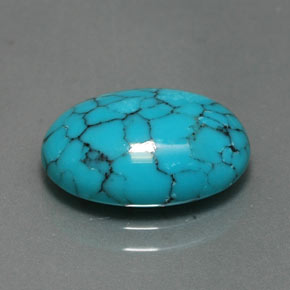 3.96 ct Blue Turquoise Stone, Natural Turquoise in Oval Cabochon Shape for Sale