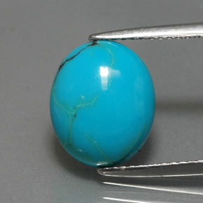 2.95 ct Blue Turquoise Gemstone, Turquoise Gem in Oval Cabochon Shape for Sale.