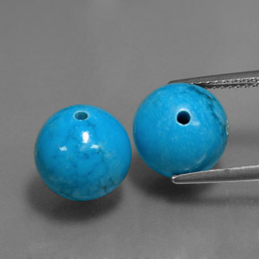 15.24 ct Blue Turquoise Gemstone, Turquoise Gem in Drilled Sphere Shape for Sale.
