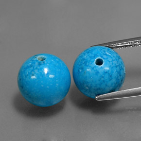 15.34 ct Blue Turquoise Gemstone, Turquoise Gem in Drilled Sphere Shape for Sale.