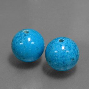 15.34 ct Blue Turquoise Stone, Natural Turquoise in Drilled Sphere Shape for Sale