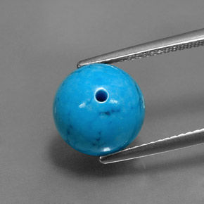 7.80 ct Blue Turquoise Gemstone, Turquoise Gem in Drilled Sphere Shape for Sale.