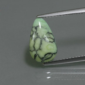 2.02 ct Green Turquoise Gemstone, Turquoise Gem in Pear Cabochon Shape for Sale.