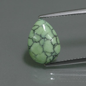 2.41 ct Green Turquoise Gemstone, Turquoise Gem in Pear Cabochon Shape for Sale.
