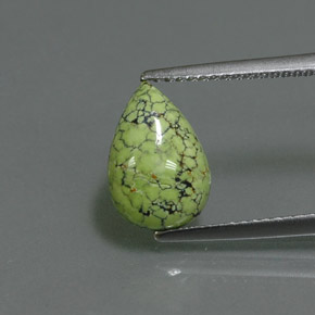 1.83 ct Green Turquoise Gemstone, Turquoise Gem in Pear Cabochon Shape for Sale.