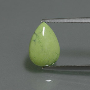 2.47 ct Green Turquoise Gemstone, Turquoise Gem in Pear Cabochon Shape for Sale.