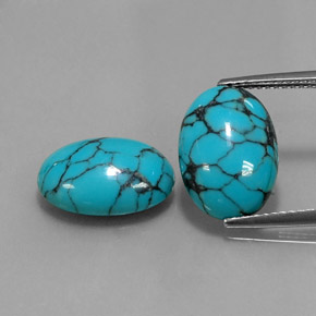 7.92 ct Blue Turquoise Gemstone, Turquoise Gem in Oval Cabochon Shape for Sale.