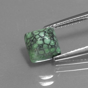 2.29 ct Green Turquoise Gemstone, Turquoise Gem in Square Cabochon Shape for Sale.