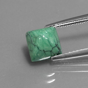 2.16 ct Green Turquoise Gemstone, Turquoise Gem in Square Cabochon Shape for Sale.