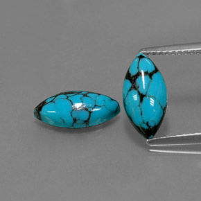 2.70 ct Blue Turquoise Gemstone, Turquoise Gem in Marquise Cabochon Shape for Sale.