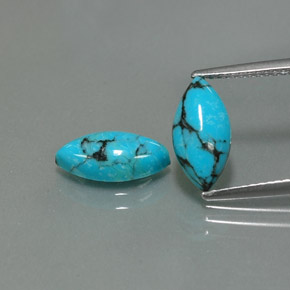 2.57 ct Blue Turquoise Gemstone, Turquoise Gem in Marquise Cabochon Shape for Sale.