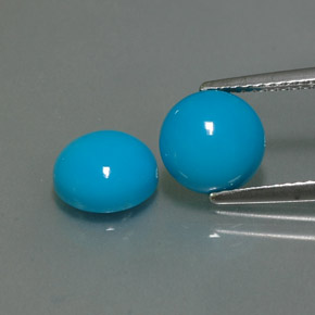 3.50 ct Blue Turquoise Gemstone, Turquoise Gem in Round Cabochon Shape for Sale.