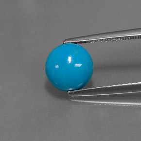 1.57 ct Blue Turquoise Gemstone, Turquoise Gem in Round Cabochon Shape for Sale.
