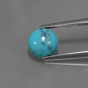 1.46 ct Blue Turquoise Gemstone, Turquoise Gem in Round Cabochon Shape for Sale.