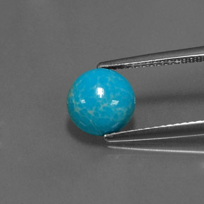 1.57 ct Blue Turquoise Gemstone, Turquoise Gem in Round Cabochon Shape for Sale.