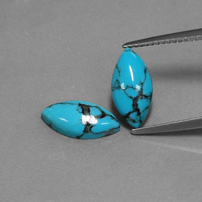 2.57 ct Blue Turquoise Gemstone, Turquoise Gem in Marquise Cabochon Shape for Sale.