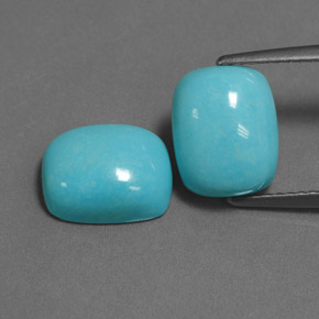 5.27 ct Blue Turquoise Gemstone, Turquoise Gem in Cushion Cabochon Shape for Sale.