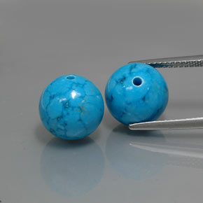 15.21 ct Blue Turquoise Gemstone, Turquoise Gem in Drilled Sphere Shape for Sale.