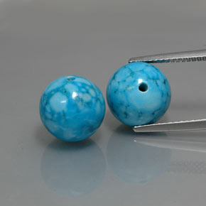 15.60 ct Blue Turquoise Gemstone, Turquoise Gem in Drilled Sphere Shape for Sale.