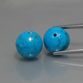 15.26 ct Blue Turquoise Gemstone, Turquoise Gem in Drilled Sphere Shape for Sale.