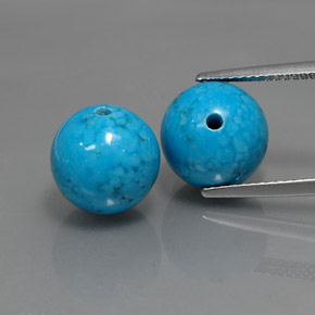 15.45 ct Blue Turquoise Gemstone, Turquoise Gem in Drilled Sphere Shape for Sale.