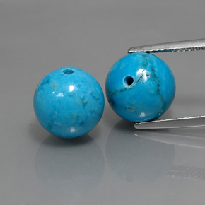 15.41 ct Blue Turquoise Gemstone, Turquoise Gem in Drilled Sphere Shape for Sale.