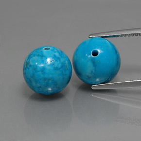 15.59 ct Blue Turquoise Gemstone, Turquoise Gem in Drilled Sphere Shape for Sale.