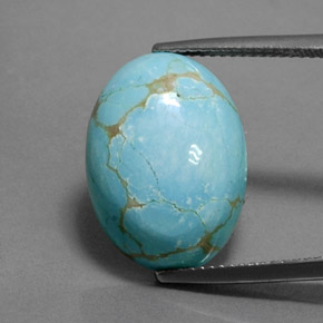 8.26 ct Green Turquoise Gemstone, Turquoise Gem in Oval Cabochon Shape for Sale.