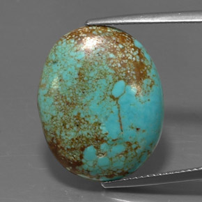 12.94 ct Green Turquoise Gemstone, Turquoise Gem in Oval Cabochon Shape for Sale.