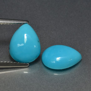 3.03 ct Blue Turquoise Gemstone, Turquoise Gem in Pear Cabochon Shape for Sale.