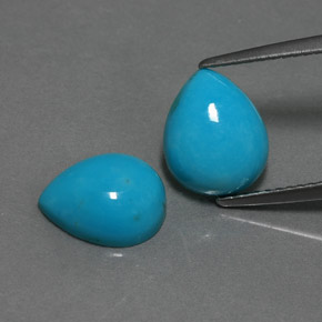 3.88 ct Blue Turquoise Gemstone, Turquoise Gem in Pear Cabochon Shape for Sale.