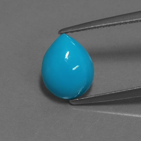 2.00 ct Blue Turquoise Gemstone, Turquoise Gem in Pear Cabochon Shape for Sale.