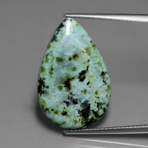 8.44 ct Green Turquoise Gemstone, Turquoise Gem in Pear Cabochon Shape for Sale.