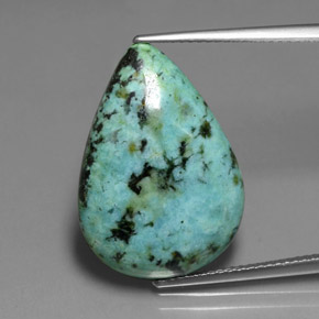 13.34 ct Green Turquoise Gemstone, Turquoise Gem in Pear Cabochon Shape for Sale.