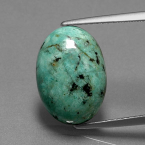 6.86 ct Green Turquoise Gemstone, Turquoise Gem in Oval Cabochon Shape for Sale.