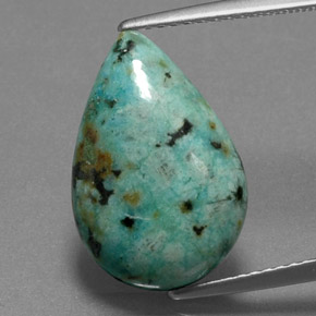 5.71 ct Green Turquoise Gemstone, Turquoise Gem in Pear Cabochon Shape for Sale.