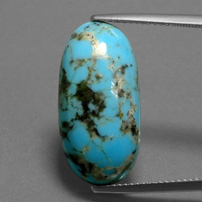 8.97 ct Blue Turquoise Gemstone, Turquoise Gem in Oval Cabochon Shape for Sale.