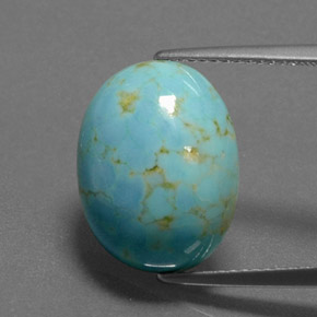 7.84 ct Blue Turquoise Gemstone, Turquoise Gem in Oval Cabochon Shape for Sale.