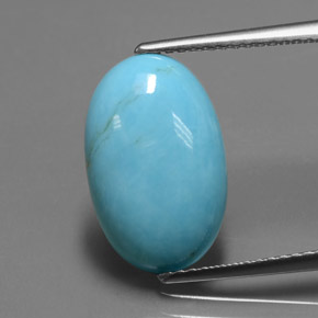 3.70 ct Blue Turquoise Gemstone, Turquoise Gem in Oval Cabochon Shape for Sale.