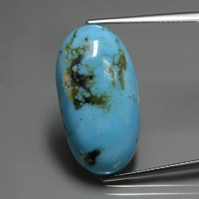 14.23 ct Blue Turquoise Gemstone, Turquoise Gem in Oval Cabochon Shape for Sale.