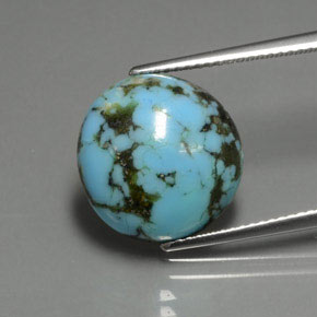 6.03 ct Blue Turquoise Gemstone, Turquoise Gem in Round Cabochon Shape for Sale.