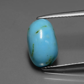 3.08 ct Blue Turquoise Gemstone, Turquoise Gem in Fancy Cabochon Shape for Sale.