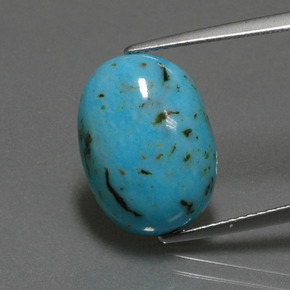 6.96 ct Blue Turquoise Gemstone, Turquoise Gem in Oval Cabochon Shape for Sale.