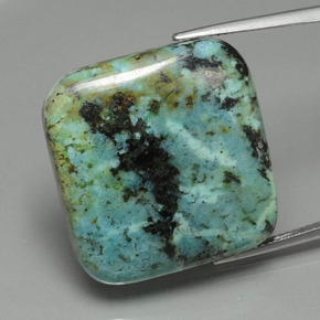 35.66 ct Green Turquoise Gemstone, Turquoise Gem in Square Cabochon Shape for Sale.