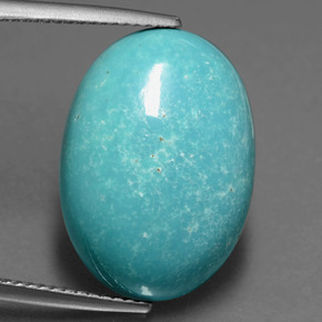12.39 ct Green Turquoise Gemstone, Turquoise Gem in Oval Cabochon Shape for Sale.