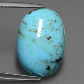 7.13 ct Blue Turquoise Gemstone, Turquoise Gem in Oval Cabochon Shape for Sale.