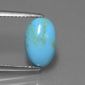 1.62 ct Blue Turquoise Gemstone, Turquoise Gem in Oval Cabochon Shape for Sale.
