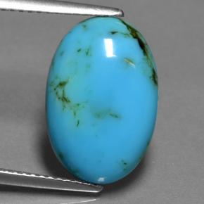 4.42 ct Blue Turquoise Gemstone, Turquoise Gem in Oval Cabochon Shape for Sale.