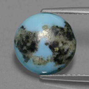 2.87 ct Blue Turquoise Gemstone, Turquoise Gem in Round Cabochon Shape for Sale.